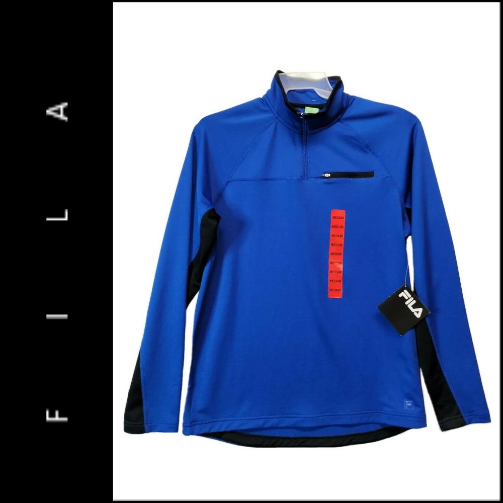 Fila Men Pocket Long Sleeve Track Jacket Blue Nwt - Picture 1 of 7